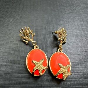 Coral style and Gold tone Starfish Earrings